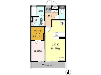 メゾンフォンテーヌ(1LDK/3階)の間取り写真