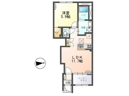 大塚町アパートB棟(1LDK/1階)の間取り写真