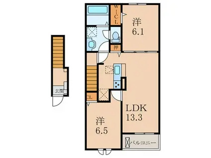 T.A.O 苅田 I(2LDK/2階)の間取り写真