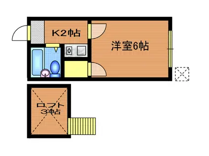 パールハイツ武蔵野(1K/2階)の間取り写真