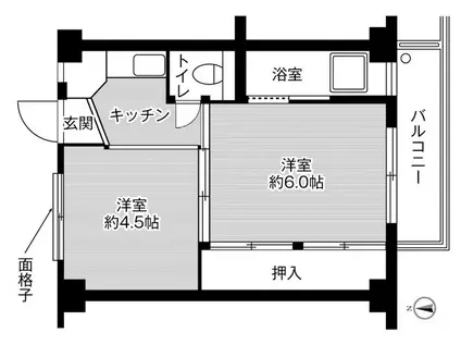 ビレッジハウス増穂1号棟(2K/1階)の間取り写真
