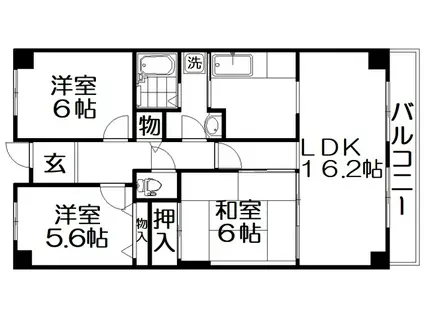 PHOENIX COURT交野I 北棟(3LDK/6階)の間取り写真