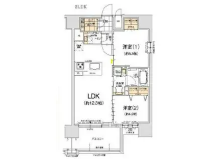 エスリード THE・グラン上本町(2LDK/13階)の間取り写真