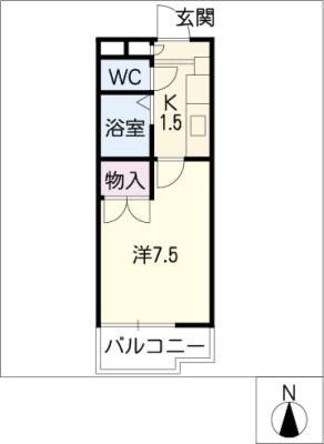 ヒルズMY(1K/1階)の間取り写真