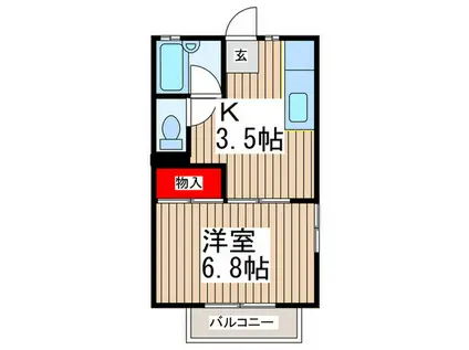 ハイツ明和(1K/1階)の間取り写真