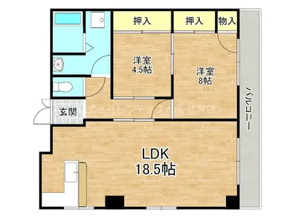 クリスタルハイツ(2LDK/7階)の間取り写真