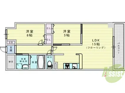 ルミネソレイユⅡ(2LDK/8階)の間取り写真