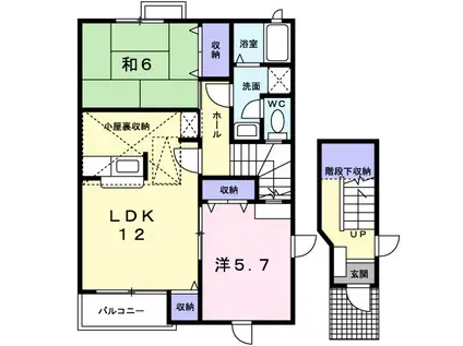パレ・フォートクロサワA棟(2LDK/2階)の間取り写真