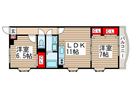 クレール壱番館(2LDK/3階)の間取り写真