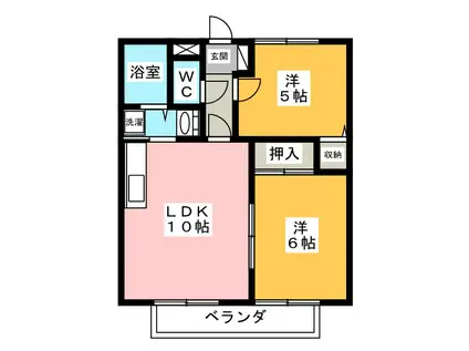 パラストYI(2LDK/1階)の間取り写真