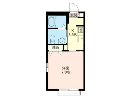 ルピナスB(1K/2階)の間取り写真