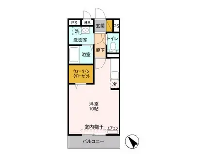 カメリア武蔵藤沢(ワンルーム/2階)の間取り写真