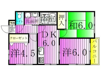 グランベールヨシダ(3DK/2階)の間取り写真