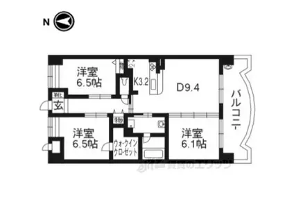サンモールⅡ(3LDK/4階)の間取り写真