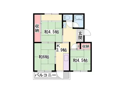 ビレッジハウス志染(3K/5階)の間取り写真