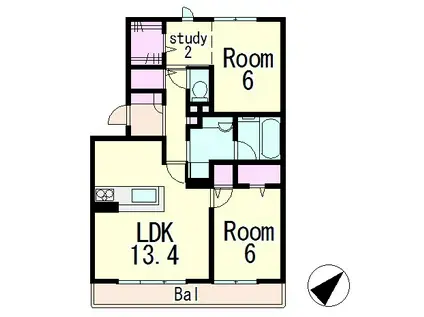 グランドルミエール(2LDK/3階)の間取り写真