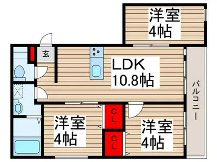 ミア流山(3LDK/3階)の間取り写真