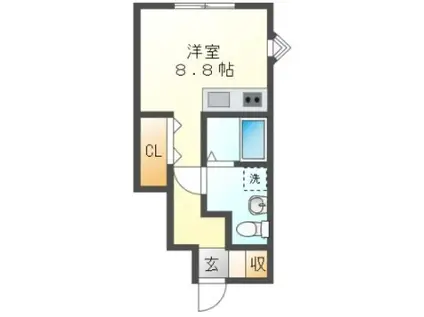 S.A BOX西条駅前A棟(ワンルーム/1階)の間取り写真