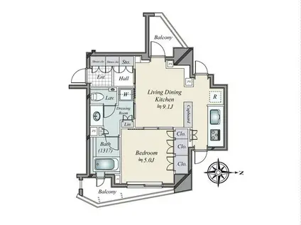 パークコート広尾ヒルトップレジデンス(1LDK/4階)の間取り写真
