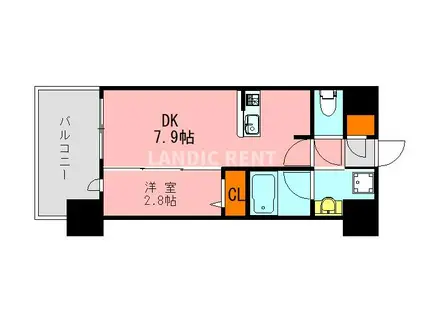 LANDIC K2620(1DK/14階)の間取り写真