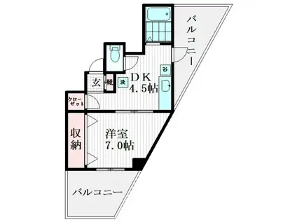 米山ビル(1DK/4階)の間取り写真
