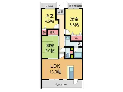 フォルテ夙川(3LDK/3階)の間取り写真