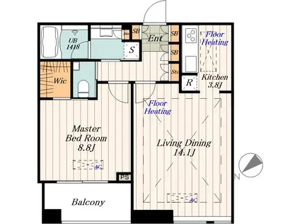 Dマークス西新宿タワー(1LDK/22階)の間取り写真