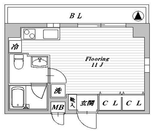 COMODO I(ワンルーム/2階)の間取り写真