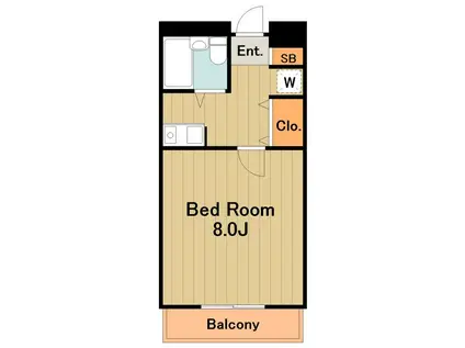 フローライト八王子堀之内(1K/2階)の間取り写真