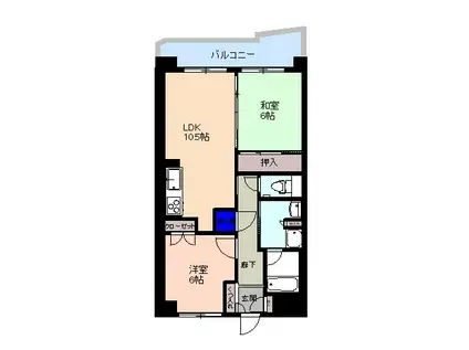 トレフォイルナカノブ(2LDK/1階)の間取り写真