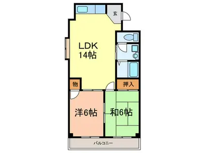 エステートOSM四番(2LDK/1階)の間取り写真