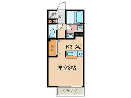 ハイツエイトII(1K/1階)の間取り写真
