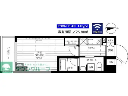 ステージグランデ上野松が谷(1K/9階)の間取り写真