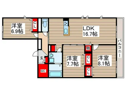 GRACE KOWA(3LDK/4階)の間取り写真