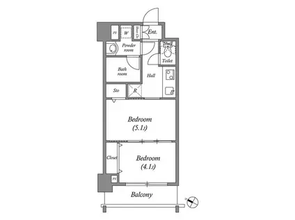 ルクレ代田橋(2K/7階)の間取り写真