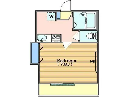 柿の木フラッツ(1K/2階)の間取り写真