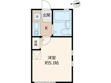 G・Aヒルズ西谷(1K/1階)の間取り写真