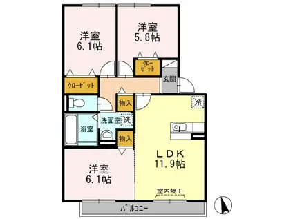 ロイヤルガーデン なでしこ館(3LDK/3階)の間取り写真