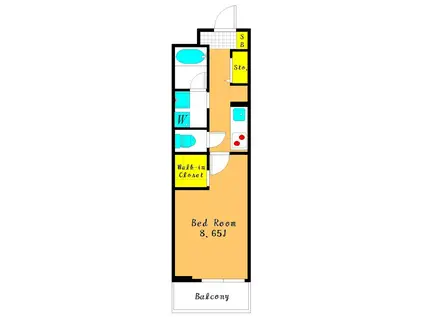KUKUNA OMORI (1K/2階)の間取り写真