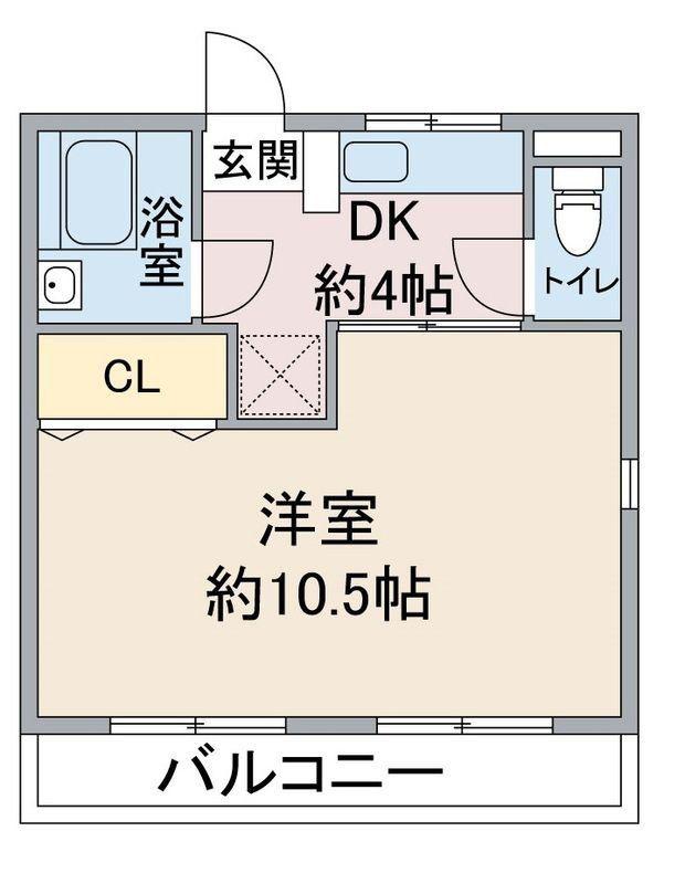 シモビル(1DK/4階)の間取り写真