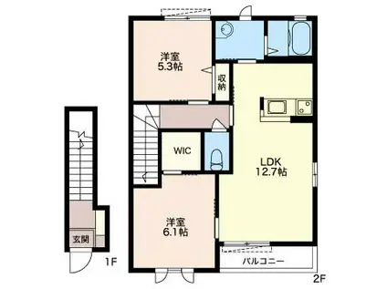 ソレイユ(2LDK/2階)の間取り写真