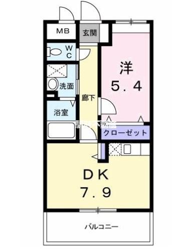 フィオーレ(1DK/1階)の間取り写真