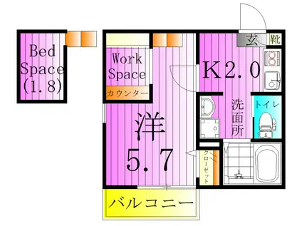 クリスタル綾瀬(1SK/1階)の間取り写真