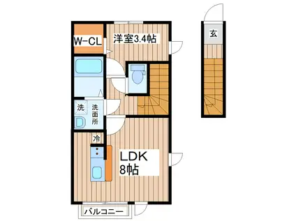 CASA TELA(1LDK/2階)の間取り写真
