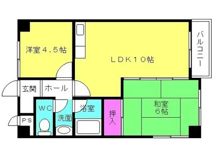 ベネフィス粟津(2LDK/4階)の間取り写真