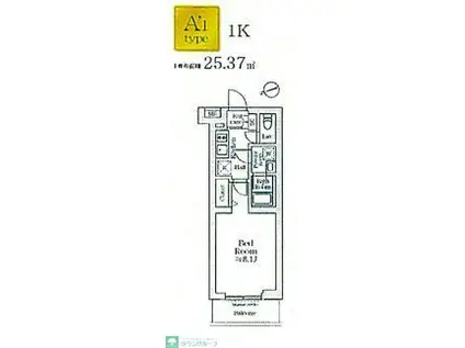アイルグランデ川口(1K/1階)の間取り写真