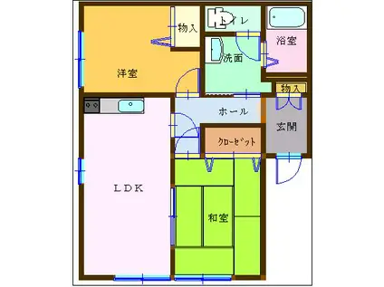 ラトゥール(2LDK/1階)の間取り写真