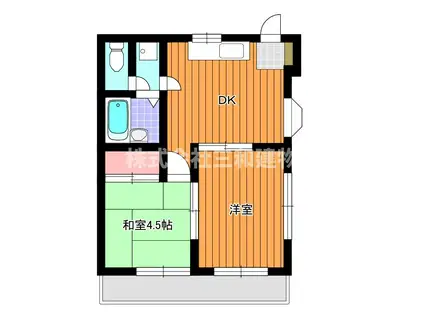 ホワイトヒル(2DK/1階)の間取り写真