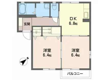 フレサ一番館(2DK/2階)の間取り写真