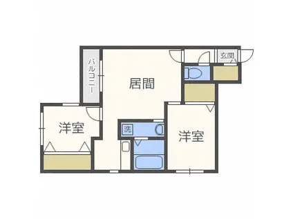 プレオン ウエストロカ(2LDK/1階)の間取り写真